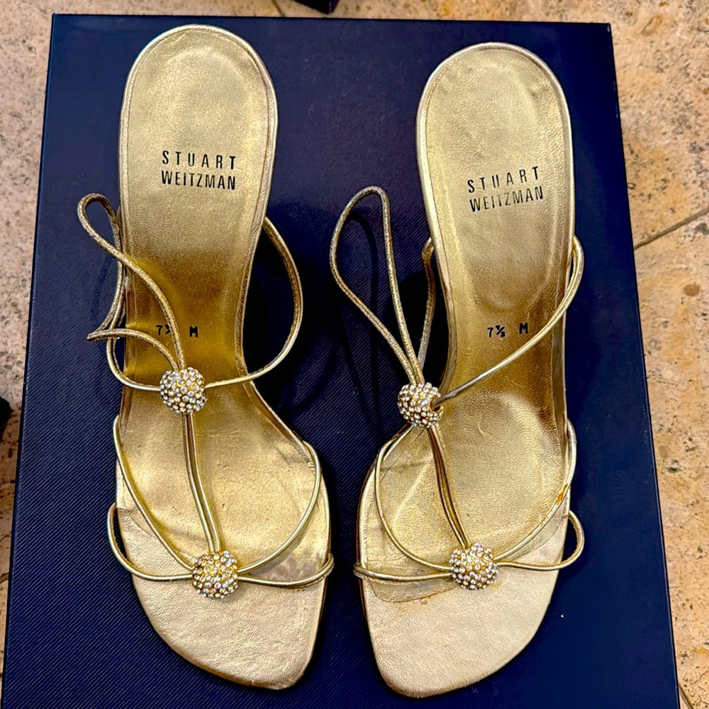 Gold Stuart weitzman sandals good condition